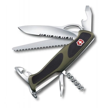 Нож Victorinox RangerGrip Delemont, черно-зеленый, 12 функций