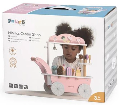 Drewniany zestaw do zabawy Viga Toys PolarB Lodziarnia na kółkach (6971608440540)