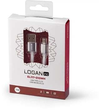 Кабель синхронизации Logan USB-A 2.0 - microUSB 1 м White (EL117-010WH)