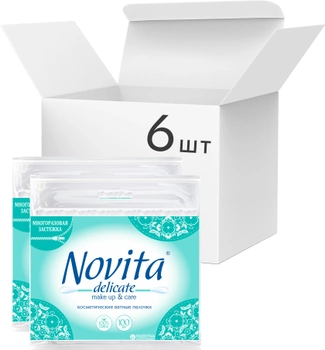Упаковка ватных палочек Novita Delicate 6 пачек по 100 шт (4823071615906)