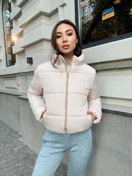 Зимняя женская куртка дутая короткая К&ML 0010 XS-S (42-44) Бежевый ( 0010 - 05)