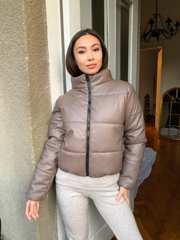 Женская куртка из эко кожи K&ML 05 XS - S ( 42 - 44 ) Кофейный ( 05 - 04)
