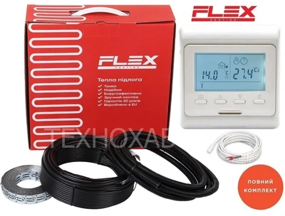 Кабельний тепла підлога Flex 4,5м2-5,4м2/787,5 Вт (45м) електричний нагрівальний кабель під плитку EHC-17,5 Вт/м з програмованим терморегулятором E 51