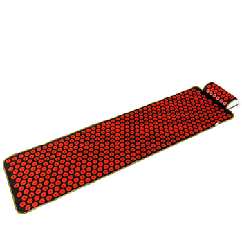 Масажний килимок Аплікатор Кузнєцова + валик масажер для спини/шиї/ніг/стоп/голови/тіла OSPORT (n-0009) Чорно-червоний