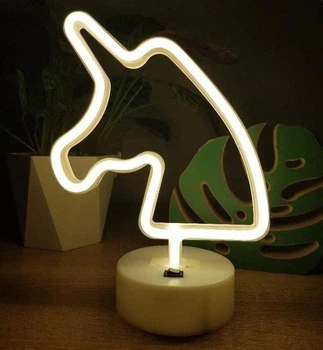 Неоновый светильник ночник Единорог настольная декоративная Neon Decoration Lamp Unicorn - Желтый