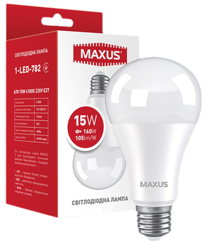 Лампа світлодіодна MAXUS A70 15 Вт 4100 K 220 В E27 (1-LED-782)