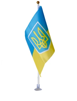 Флаг Украины с Тризубом на присоске 19х14х30см