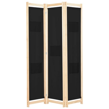 Ширма з 3 секцій Shumee 120x170x4 см тканина чорна 248183