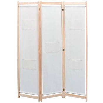 Ширма з 3 секцій Shumee 120x170x4 см тканина вершковий колір 42975