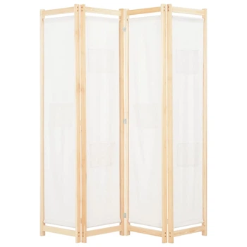 Ширма з 4 секцій Shumee 160x170x4 см тканина кремова 248173