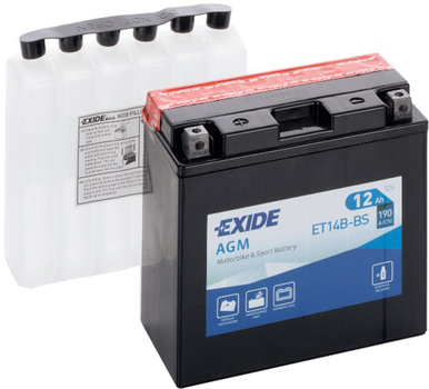 Мото аккумулятор Exide AGM 12 Ah (+/-) 190EN (ET14B-BS)