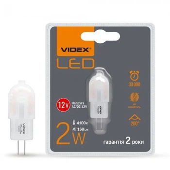 LED лампа низковольтная VIDEX G4e 2W G4 4100K 12V (VL-G4e-02124)