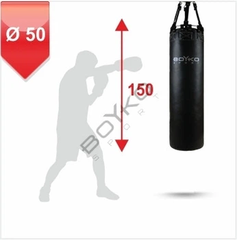 Мішок боксерський Boyko Sport на ланцюгах 50 см діаметрр 150 см висота натуральна шкіра