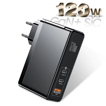 Блок питания Baseus GaN 120W Quick Charger 4.0/PD 3.0 + кабель USB-C 100W для MacBook/Huawei/Samsung/Asus/Google/Lenovo black