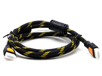 Кабель Kronos HDMI-HDMI 5 метра V1.4 19P M/M с ферритовыми фильтрами в нейлоновой оплетке Yellow