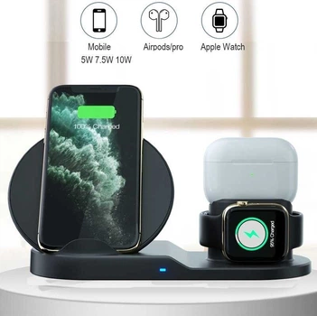 Беспроводная док-станция Wireless Station 3в1 для iPhone/Samsung/Apple Watch/AirPods