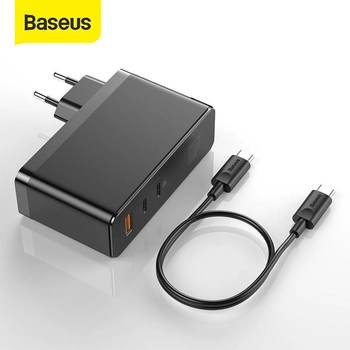 Зарядное устройство Baseus GaN 120W Quick Charger 4.0/PD 3.0 + кабель USB-C 100W для MacBook/iPad/iPhone/Android black