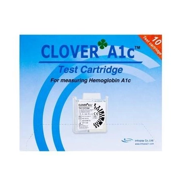 Тест-картридж для визначення глікованого гемоглобіну (HbA1c) до експрес-аналізатора Clover A1c Infopia 10шт. в упаковці