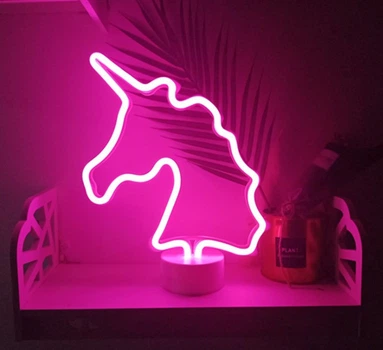 Ночник неоновый лампа Fire единорог pink
