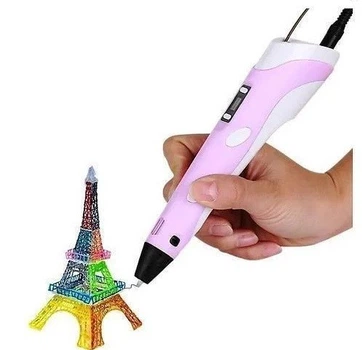 3D ручка с LCD дисплеем и эко пластиком SMART 3D PEN-2 Ручка Игровой подарочный набор для рисования Розовая OPTT 0577