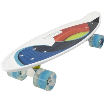 Білий пенні борд зі світними колесами і ручкою в деці Penny Board