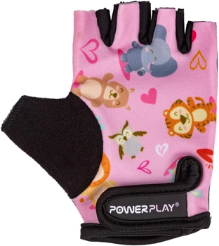 Велоперчатки детские PowerPlay 003 Милые зверьки S Розовые (PP_003_S_Animals)