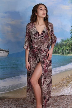 Пляжна туніка гіпюрова халат Fleur Lingerie ЕВЕЛІНА 44 леопард