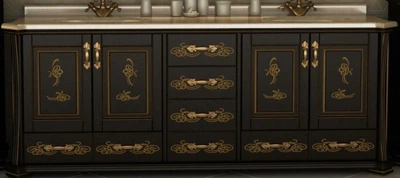 Тумба з двома умивальниками, на дві раковини "Троя 200" мармур + кераміка (Чорна)