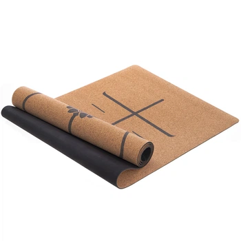 Килимок для йоги пробковий каучуковий Yoga mat Record FI-7156-10 183x61мx0.4cм коричневий