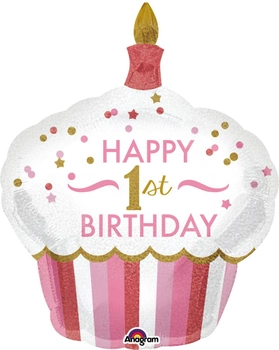 Шарик воздушный Amscan 1st Birthday Cupcake Girl P40 73x91 см (3452201)