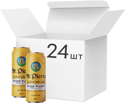 Упаковка пива St.Pierre Blond світле фільтроване 6.5% 0.5л х 24 шт. (5410583803465)
