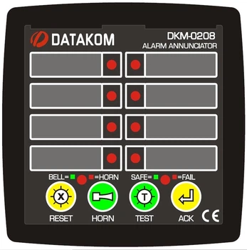 Сигнализатор аварийных ситуаций DATAKOM DKM-0208, 8 каналов, напряжение питания и сигнальные входы: 88-400VDC, 85-270VAC