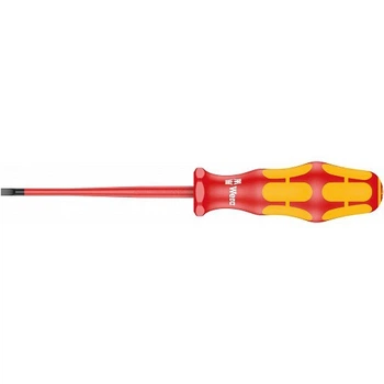 Шлицевая отвёртка WERA изолированная с зауженным рабочим концом Kraftform Plus SL 3,5х100 мм (05006440001)