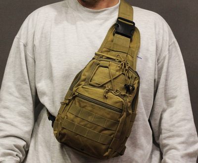 Однолямковий міський тактичний рюкзак Tactical барсетка сумка слінг із системою molle на 7 л Coyote (095-coyote)