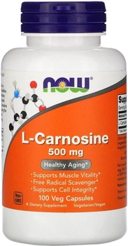 L-Карнозин, L-Carnosine, Now Foods 500 мг, 100 вегетарианских капсул (733739000798)