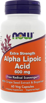 Альфа-липоевая кислота 600мг, Alpha Lipoic Acid, Now Foods 60 капсул (733739030467)