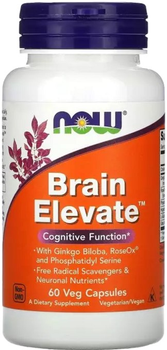 Комплекс для Поддержки Мозга, Brain Elevate, Now Foods 60 Вегетарианских Капсул (733739033031)