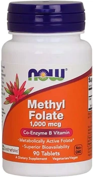 Suplement diety NOW Foods Methyl Folate 1000 µg, 90 tabletek (733739004918)