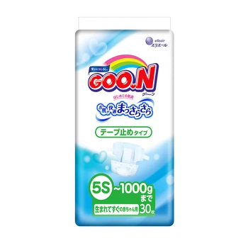 Подгузники GOO.N для маловесных новорожденных до 1 кг (р. SSSSS, плоские, унисекс, 30 шт)