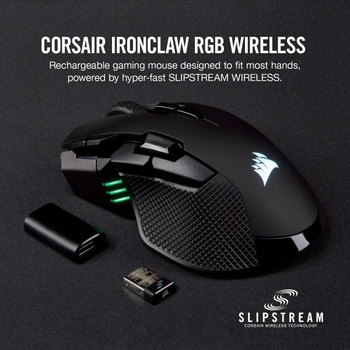 Мышь беспроводная Corsair Ironclaw Wireless RGB (CH-9317011-WW), black, Factory recertified