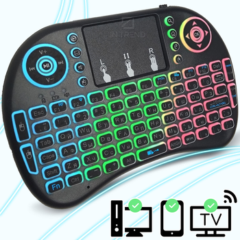 Бездротова мультимедійна клавіатура Mini Keyboard backlit Чорна з російською розкладкою та RGB підсвічуванням