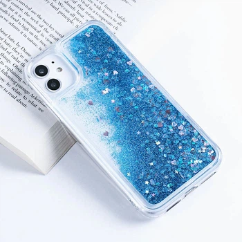 Чехол Glitter для Iphone 11 бампер жидкий блеск Синий