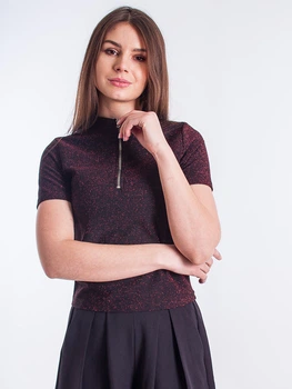 Блестящий топ с молнией Jennyfer 40lulu L (69488L) Бордовый