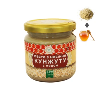 Кунжутна паста тахіні з медом Ecoliya (200 гр) - RAW, перетерта на кам'яних жорнах, натуральний урбеч