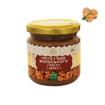 Паста з волоського горіху Ecoliya (200 гр) - RAW, перетерта на кам'яних жорнах, натуральний урбеч