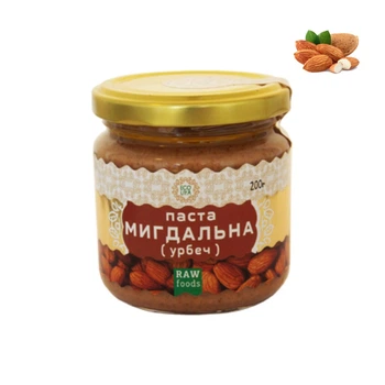 Мигдальна паста Ecoliya (200 гр) - RAW, перетерта на кам'яних жорнах, натуральний горіховий урбеч