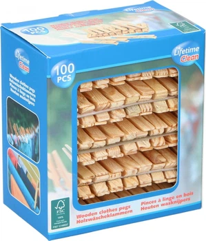 Прищепки деревянные Lifetime Clean, 100 шт, 7.2 см, дерево