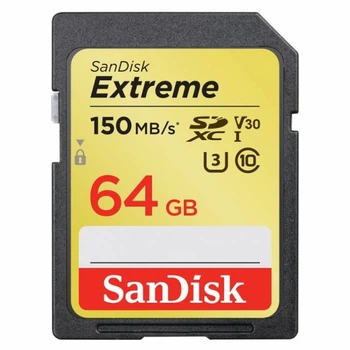 Карта пам'яті SanDisk Extreme SDXC Extreme 64GB Class 10 UHS-I (U3) V30 до 70 МБ/с до 150 МВ/с Без адаптера