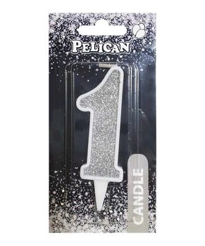 Свеча для торта Pelican "1" СЕРЕБРО 7см Серебряный Pelican (867021)