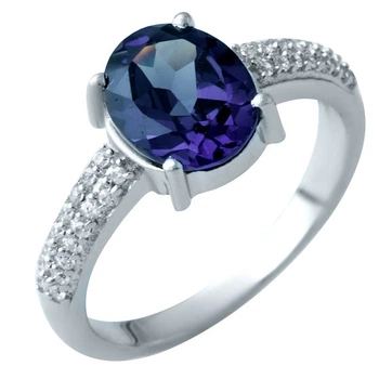 Срібна каблучка з олександритом 3.961ct, вага виробу 3,22 гр (1912126)
